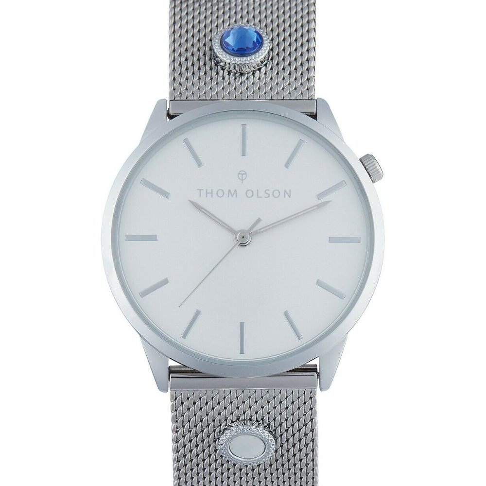 Thom Olson Women's Silver-Tone Mesh Bracelet Watch